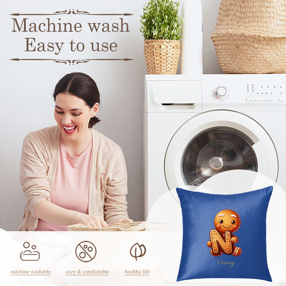 Custom Christmas Monogram Pillow | Personalized Holiday Initial & Name - Pillowcases - BuyEcEc