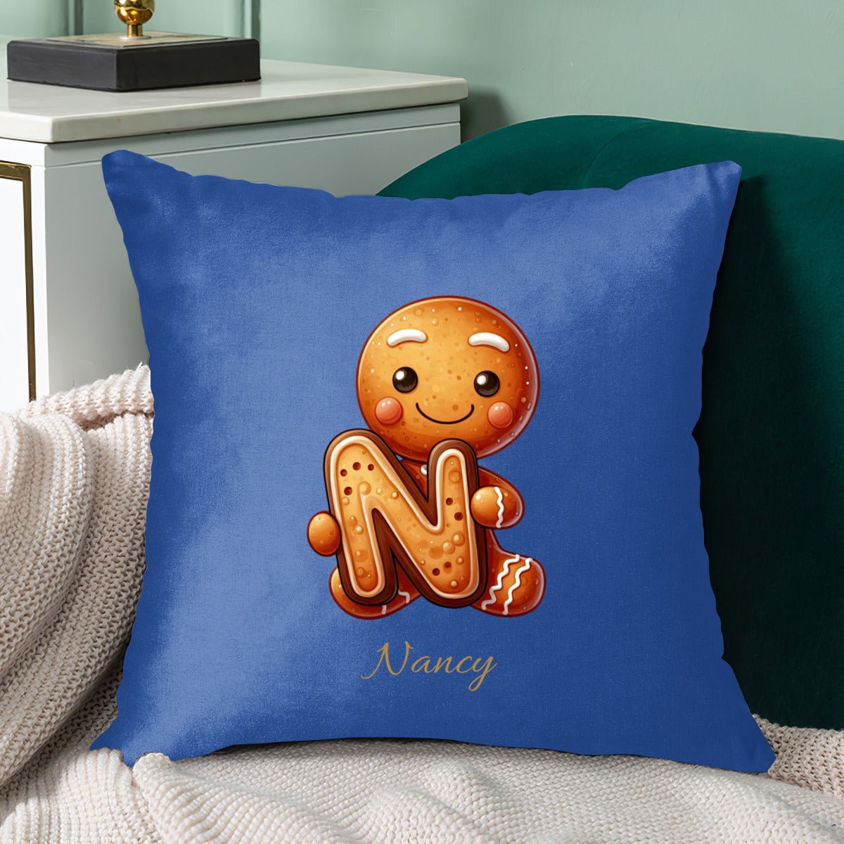 Custom Christmas Monogram Pillow | Personalized Holiday Initial & Name - Pillowcases - BuyEcEc