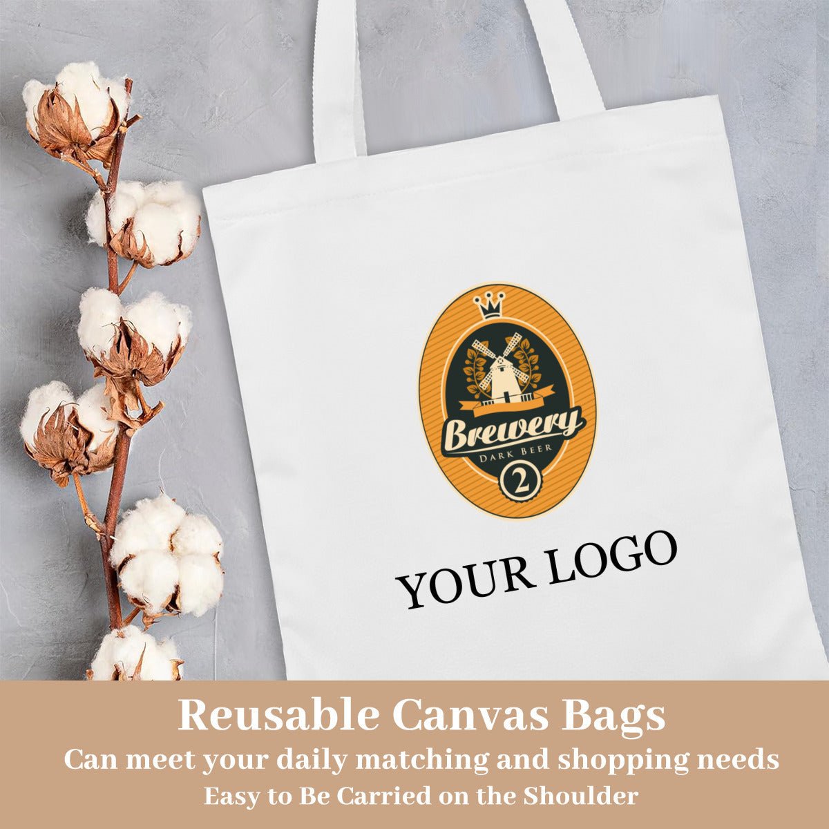 Custom Logo Canvas Tote Bag | Personalized Large Travel Bag - ToteBags - BuyEcEc