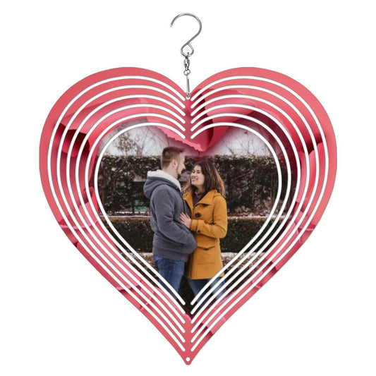 Custom Photo Mandala Heart Wind Chime | 3D Rotating Decor | BuyEcEc - Pendants & Ornaments - BuyEcEc