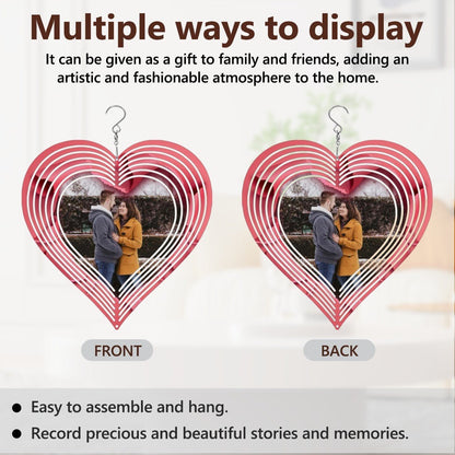 Custom Photo Mandala Heart Wind Chime | 3D Rotating Decor | BuyEcEc - Pendants & Ornaments - BuyEcEc