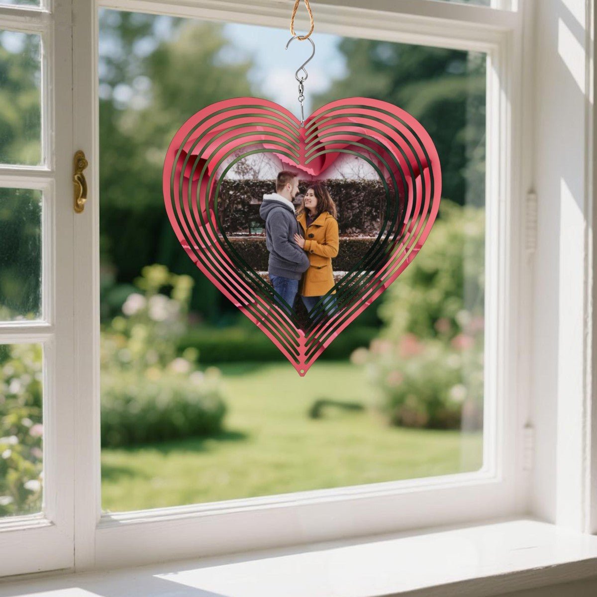 Custom Photo Mandala Heart Wind Chime | 3D Rotating Decor | BuyEcEc - Pendants & Ornaments - BuyEcEc