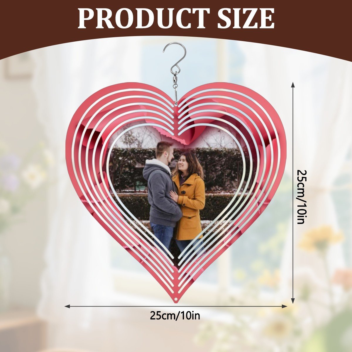 Custom Photo Mandala Heart Wind Chime | 3D Rotating Decor | BuyEcEc - Pendants & Ornaments - BuyEcEc