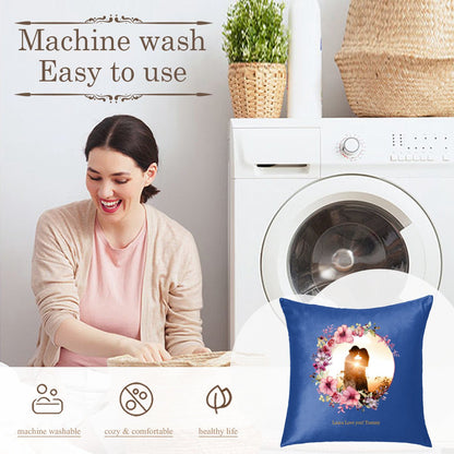 Custom Photo & Names Pillowcase - Romantic Floral Frame Gift - Pillowcases - BuyEcEc