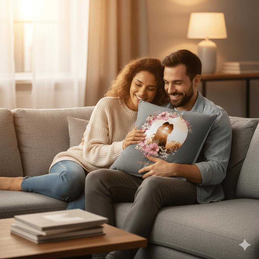 Custom Photo & Names Pillowcase - Romantic Floral Frame Gift - Pillowcases - BuyEcEc