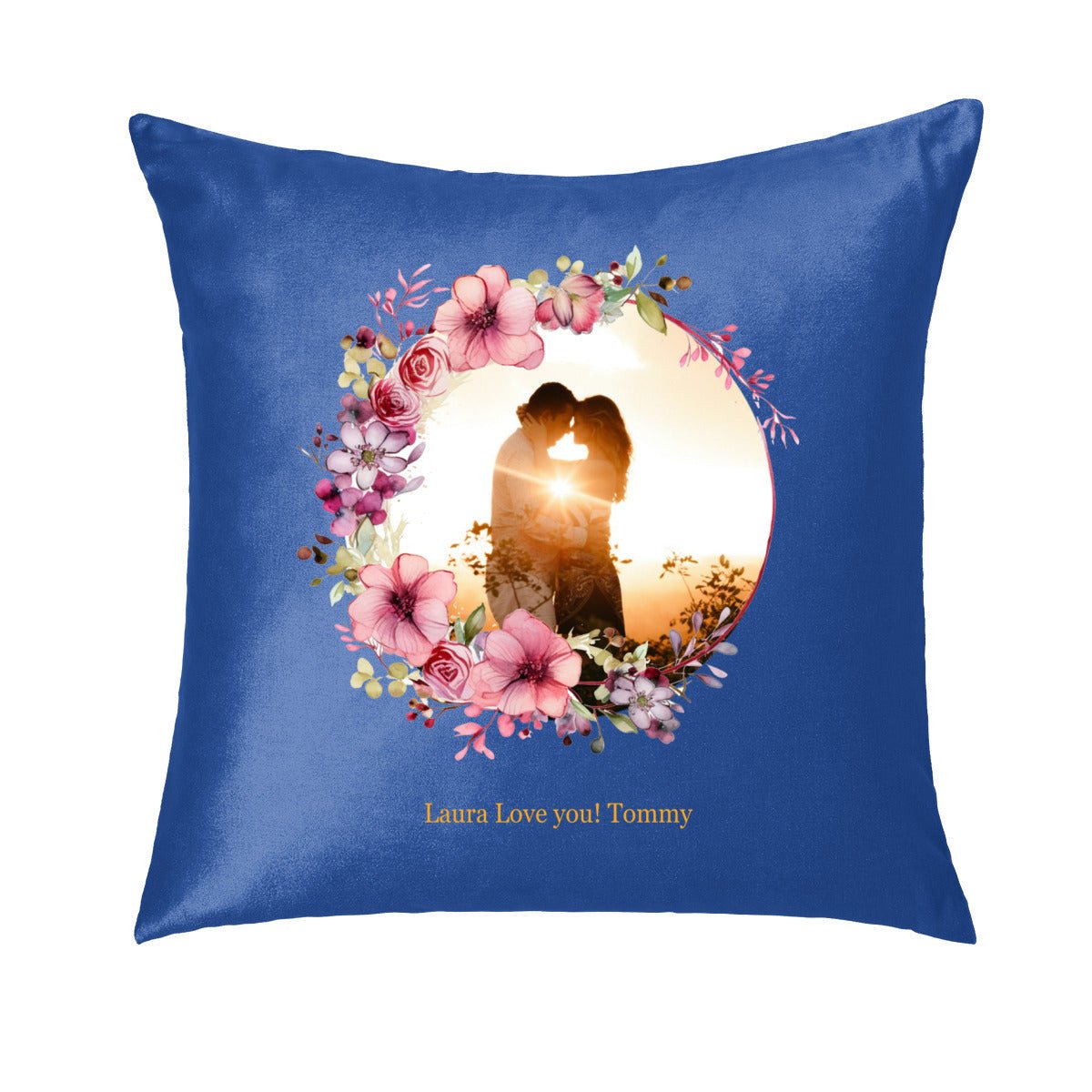 Custom Photo & Names Pillowcase - Romantic Floral Frame Gift - Pillowcases - BuyEcEc