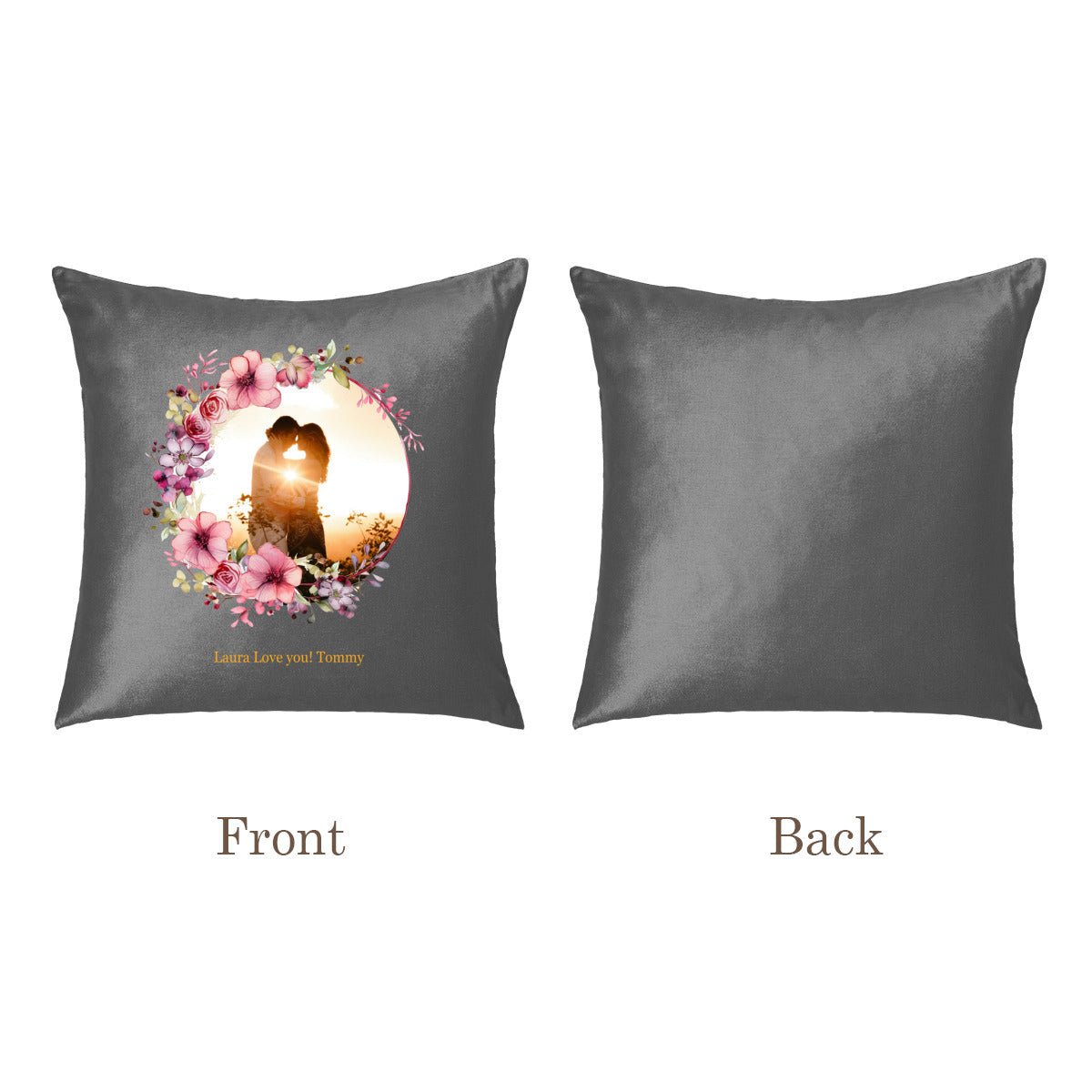 Custom Photo & Names Pillowcase - Romantic Floral Frame Gift - Pillowcases - BuyEcEc