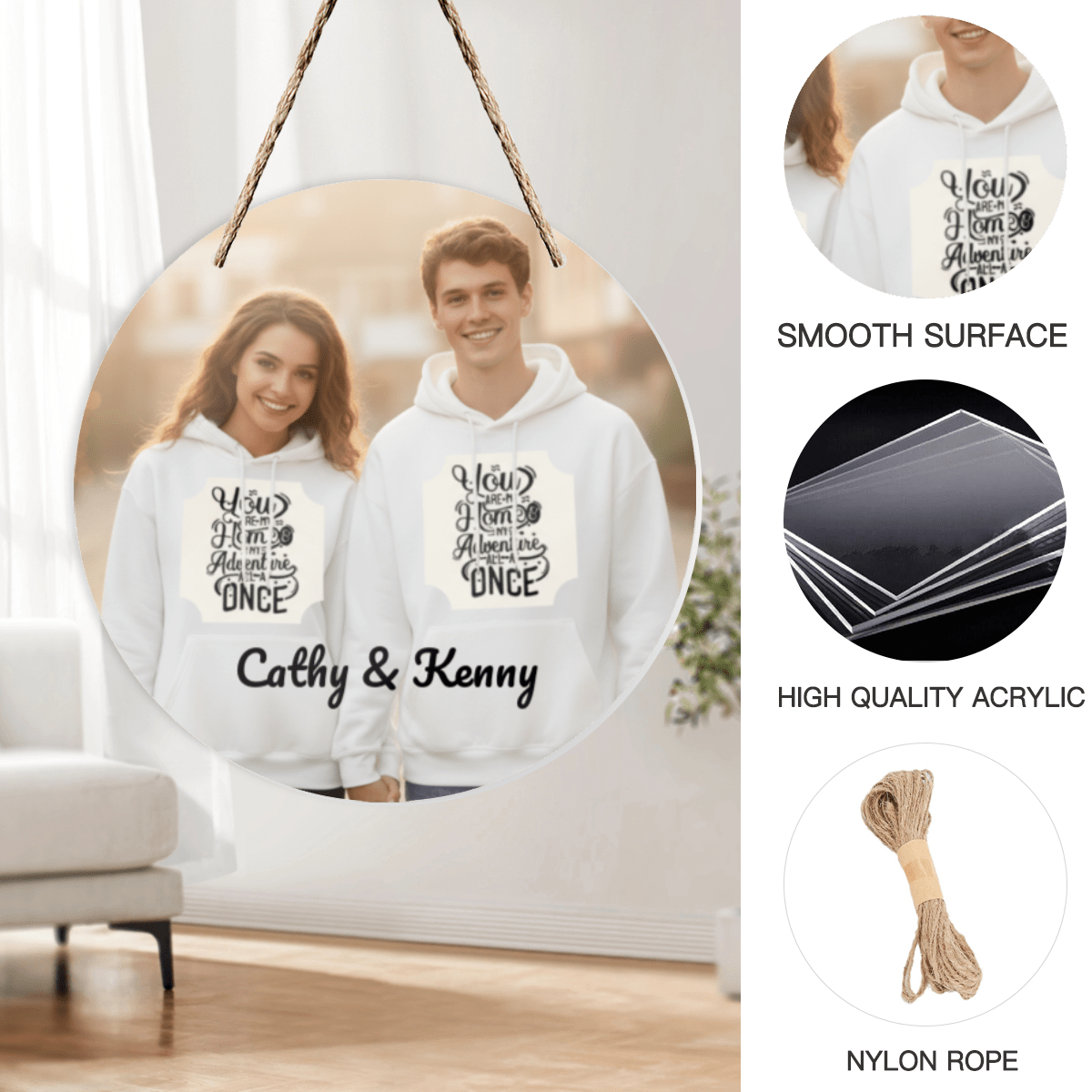 Custom Photo Round Acrylic Pendant | Personalized Mirror Gift | BuyEcEc - Pendants & Ornaments - BuyEcEc