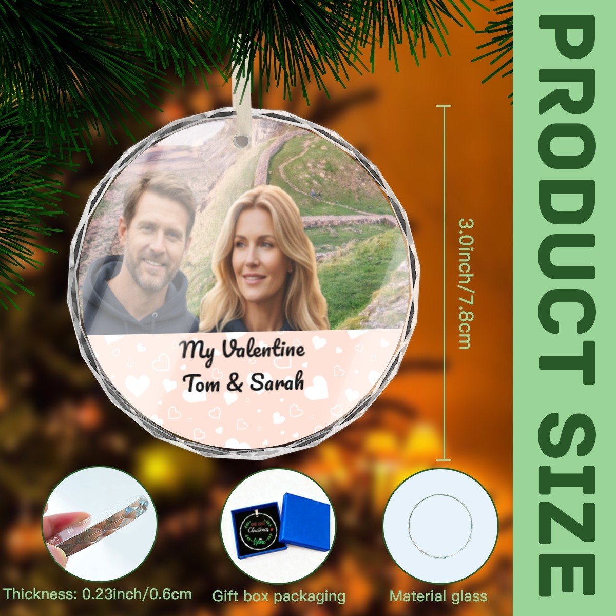 Custom Photo Round Glass Ornament | Personalized Crystal | BuyEcEc - Pendants & Ornaments - BuyEcEc
