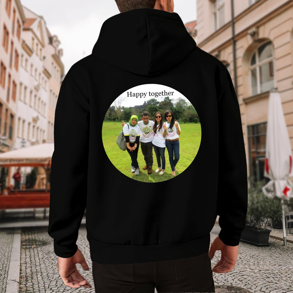 Custom Photo Text Hoodie (280GSM) - Men's Back Print - BuyEcEc