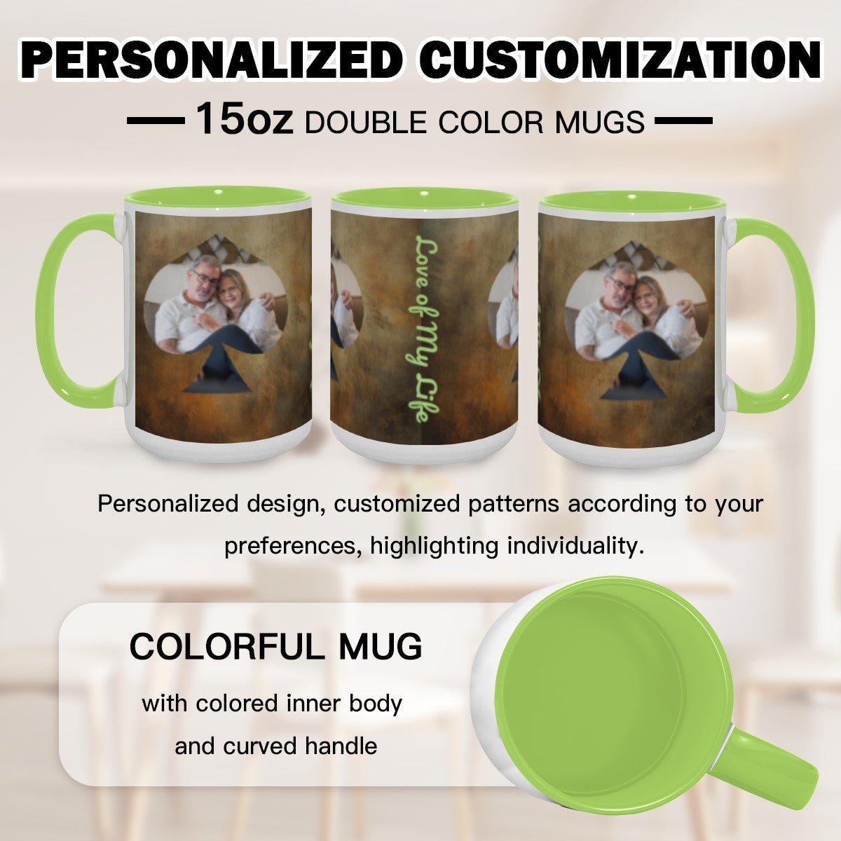 Custom Photo Two - Color Mug 15oz Spade - Mugs - BuyEcEc