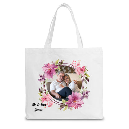 Custom Round Photo Tote Bag with Flower Frame & TextTote Bag Name Personalized - ToteBags - BuyEcEc