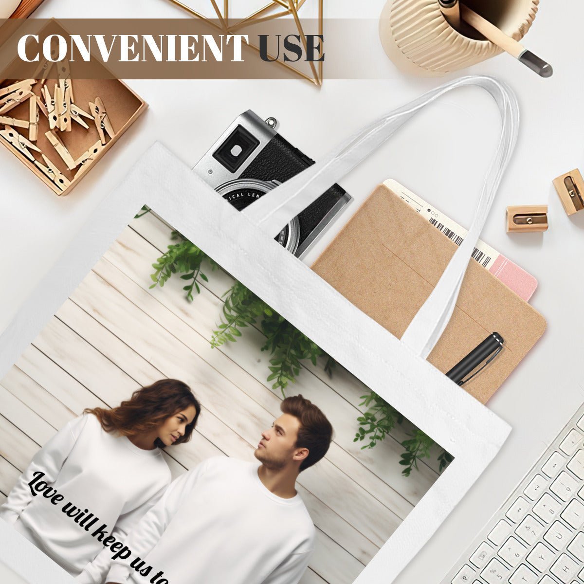 Custom Small Photo Tote Bag | Personalized Canvas ToteTote Bag Name Personalized - ToteBags - BuyEcEc