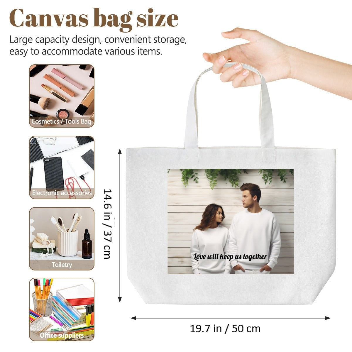 Custom Small Photo Tote Bag | Personalized Canvas ToteTote Bag Name Personalized - ToteBags - BuyEcEc