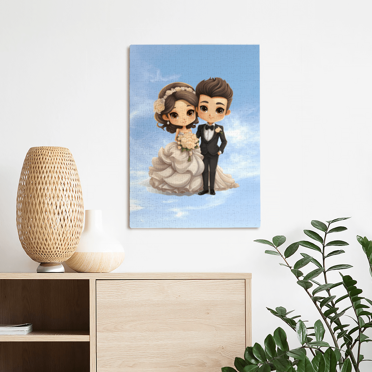 Custom Watercolor Wedding Photo Puzzle | Personalized Couple Jigsaw Puzzle - Jigsaw Puzzle - BuyEcEc