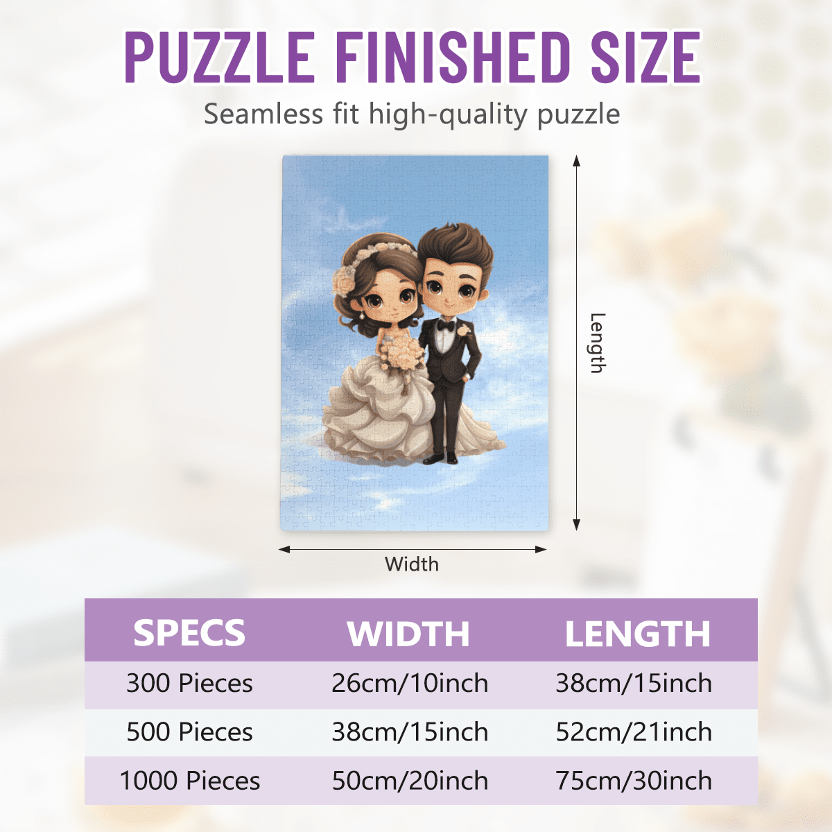 Custom Watercolor Wedding Photo Puzzle | Personalized Couple Jigsaw Puzzle - Jigsaw Puzzle - BuyEcEc
