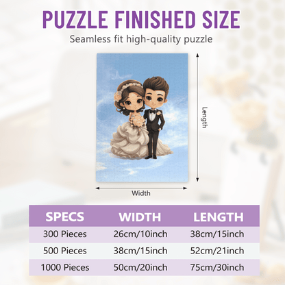 Custom Watercolor Wedding Photo Puzzle | Personalized Couple Jigsaw Puzzle - Jigsaw Puzzle - BuyEcEc