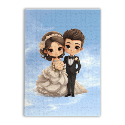Custom Watercolor Wedding Photo Puzzle | Personalized Couple Jigsaw Puzzle - Jigsaw Puzzle - BuyEcEc