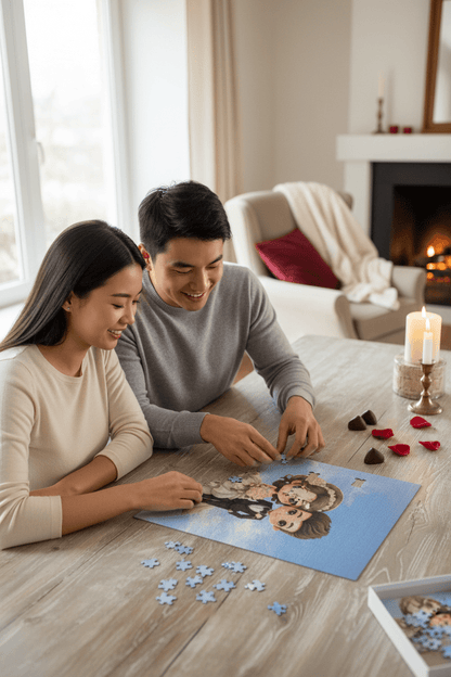 Custom Watercolor Wedding Photo Puzzle | Personalized Couple Jigsaw Puzzle - Jigsaw Puzzle - BuyEcEc