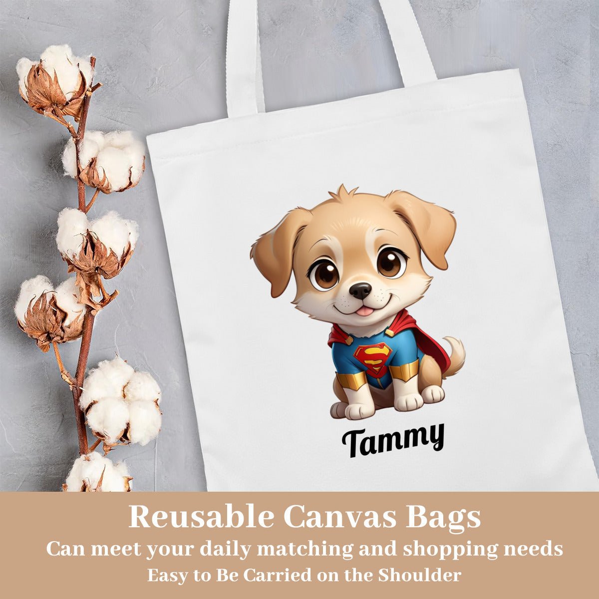 Dog Portrait Tote Bag for Dog Lovers | Personalized Canvas BagTote Bag Name Personalized - ToteBags - BuyEcEc