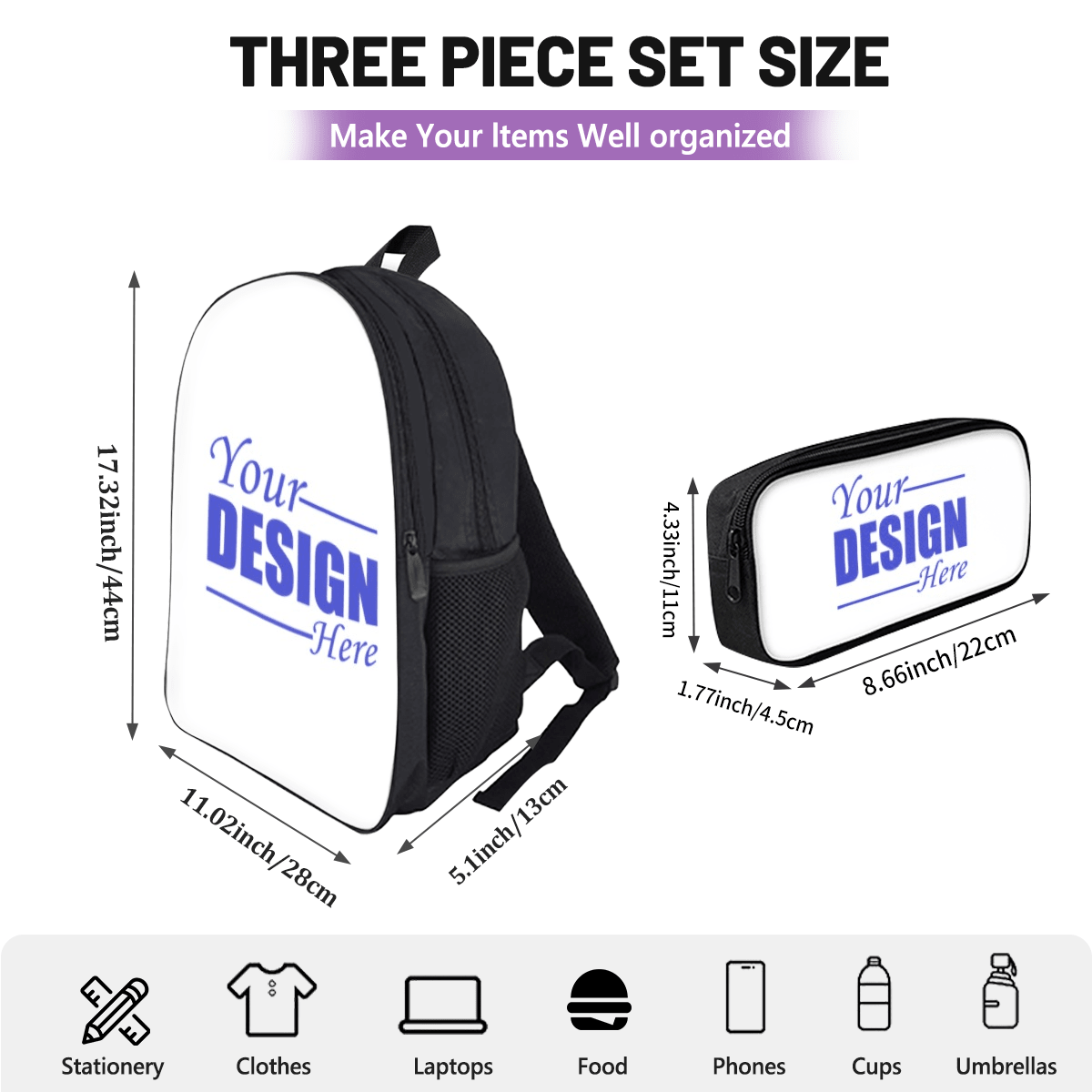 Double - Layer Backpack & Pencil Case Combo Set – Custom Design - Storage - BuyEcEc