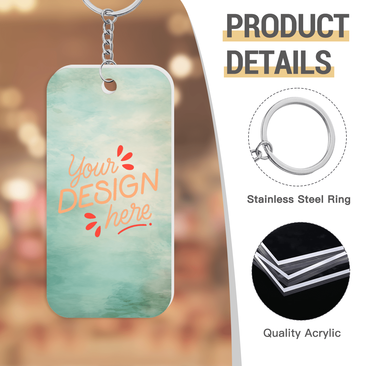 Double - Sided Acrylic Keychain Pendant - Gear - BuyEcEc