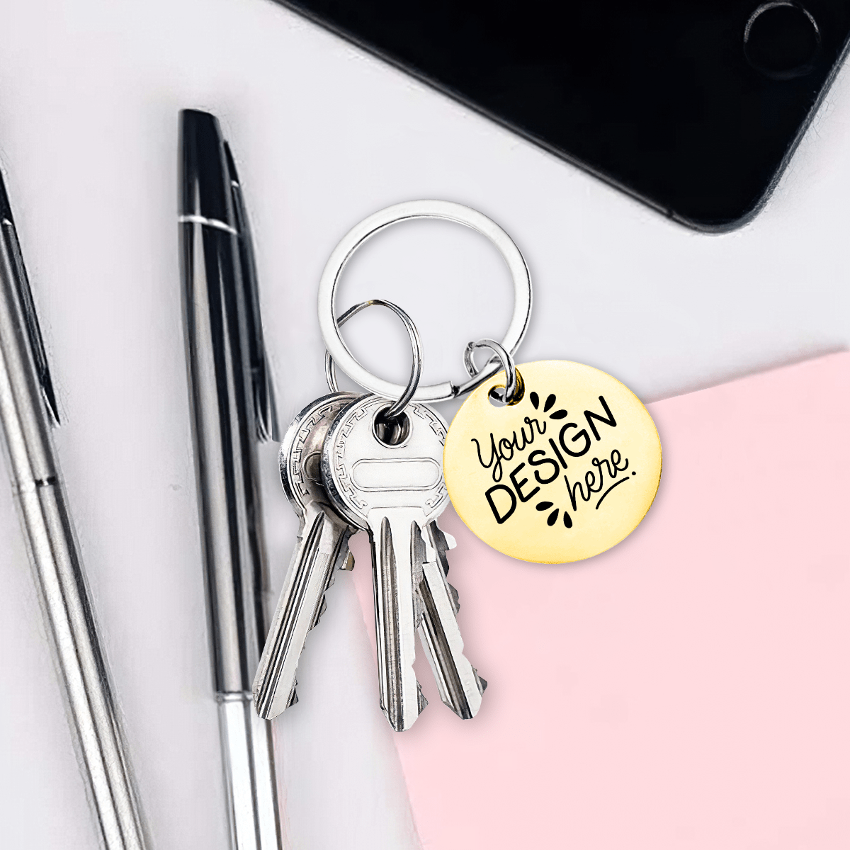 Double - Sided Laser Engraved Stainless Steel Keychain - Gear - BuyEcEc