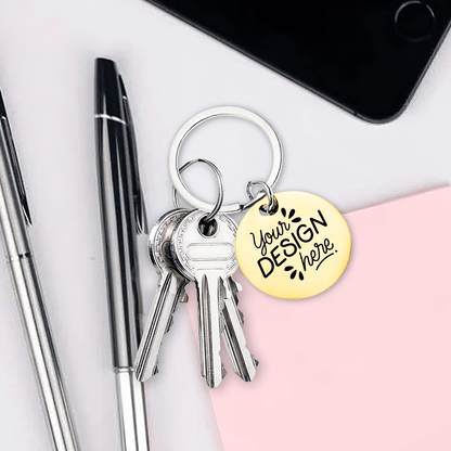 Double - Sided Laser Engraved Stainless Steel Keychain - Gear - BuyEcEc
