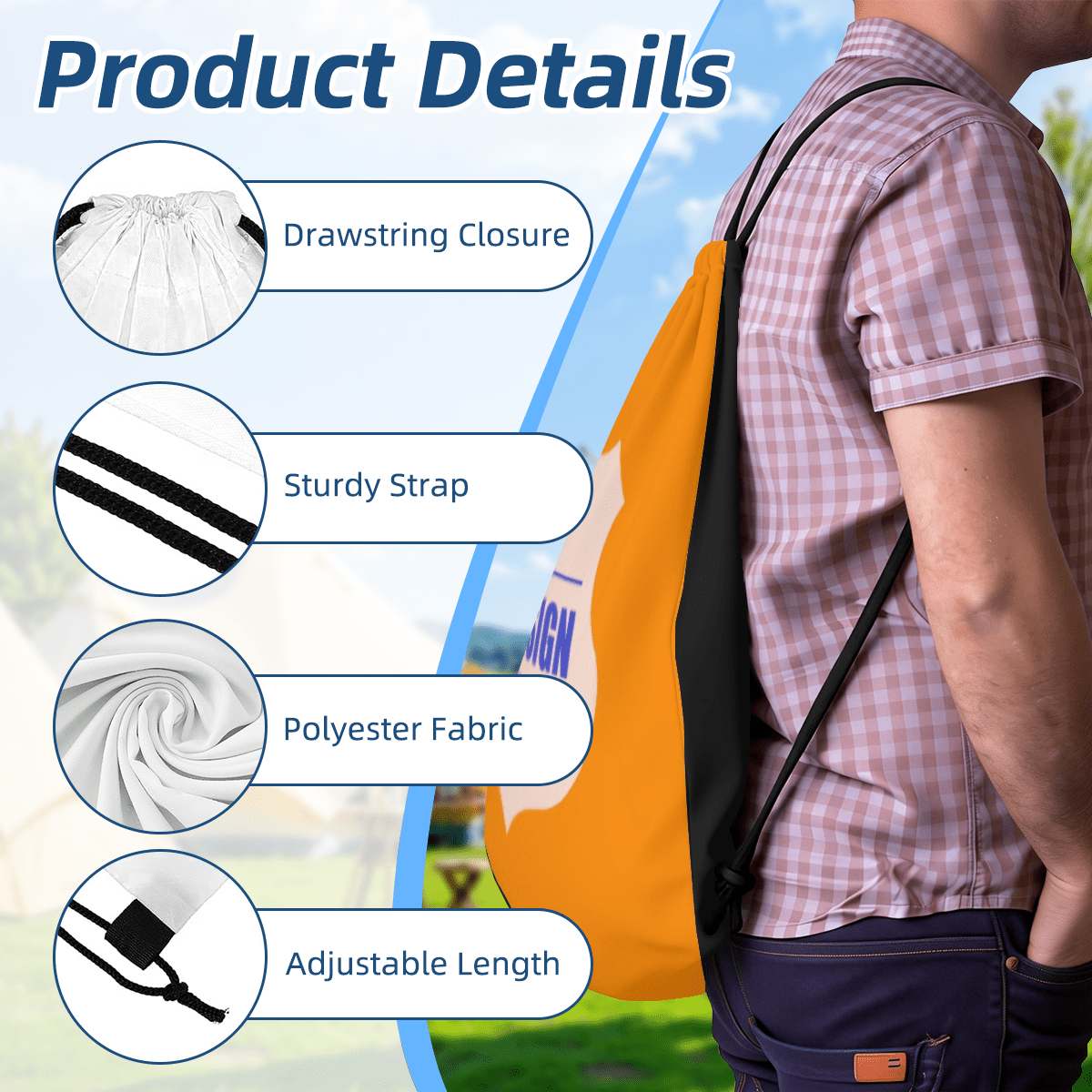 Drawstring Bag – Single - Side Custom Design - Storage - BuyEcEc
