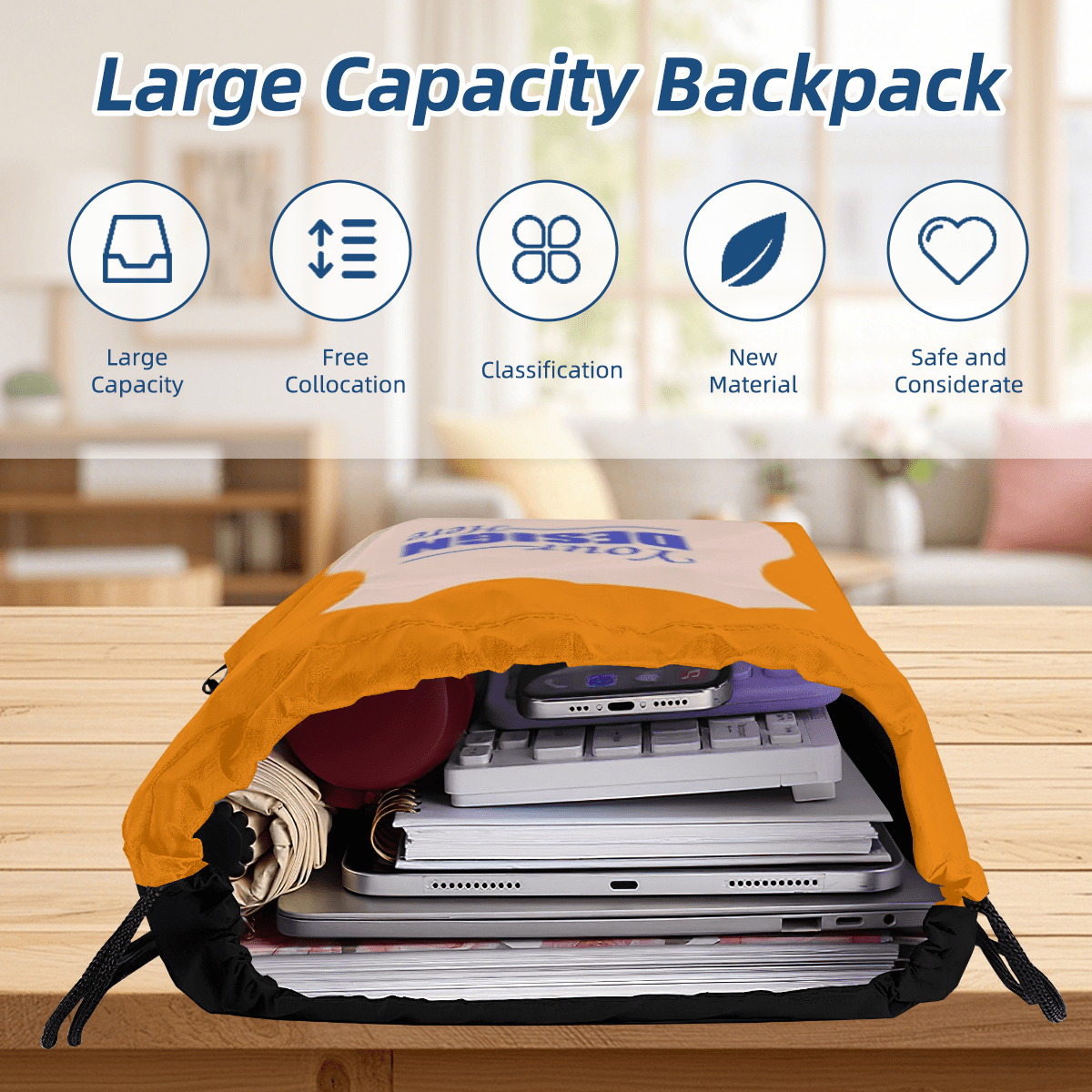 Drawstring Bag – Single - Side Custom Design - Storage - BuyEcEc