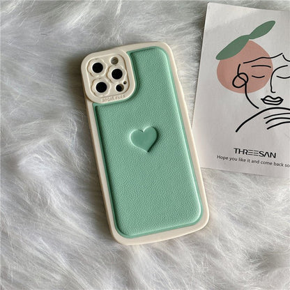 iPhone Case Cover Embossed Love Heart Faux Leather  - iphoneCases - BuyEcEc