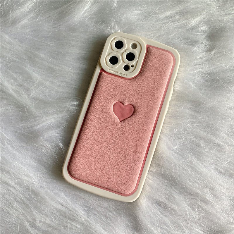 iPhone Case Cover Embossed Love Heart Faux Leather  - iphoneCases - BuyEcEc