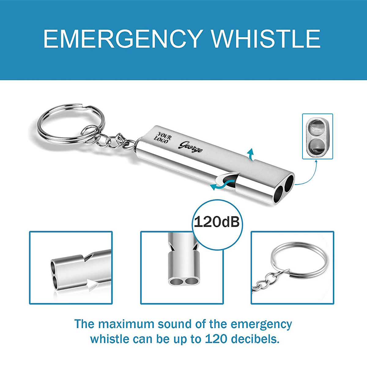 Field Rescue Whistle Aluminum Laser Engraving - BuyEcEc