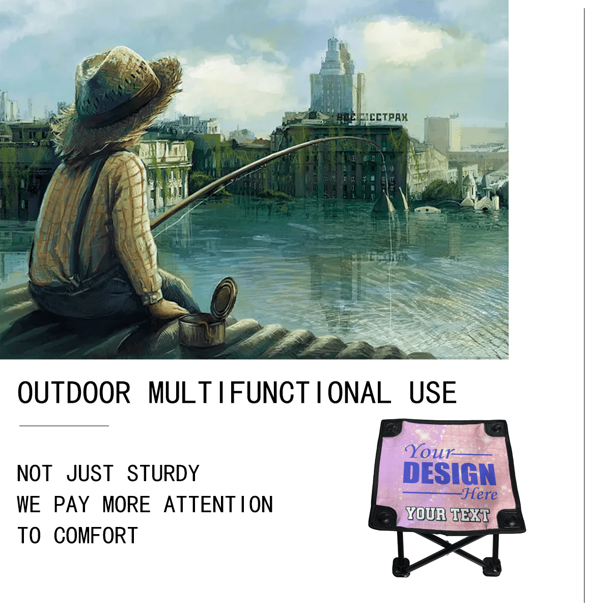 Folding Fishing Stool Oxford Heat Transfer - BuyEcEc