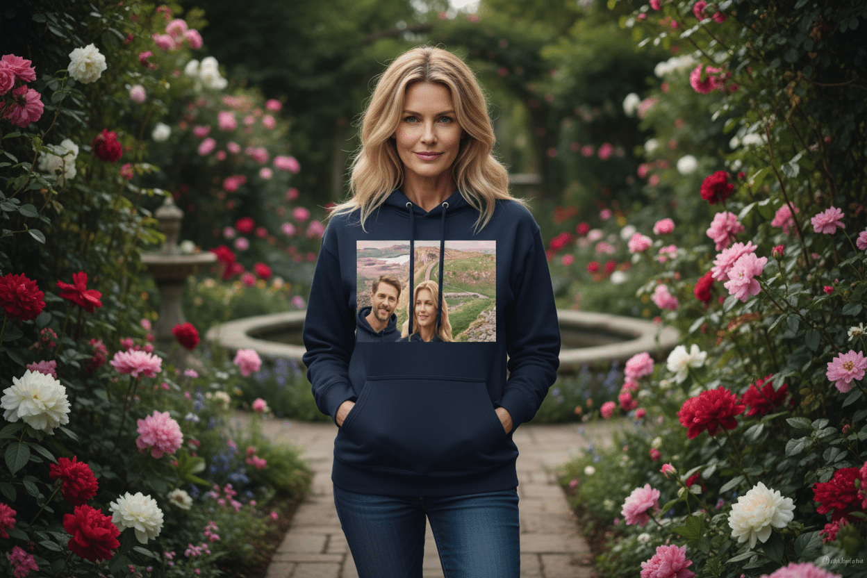 Font Daisy Photo Hoodie | 280g Personalized Initials | BuyEcEc - Hoodies - BuyEcEc