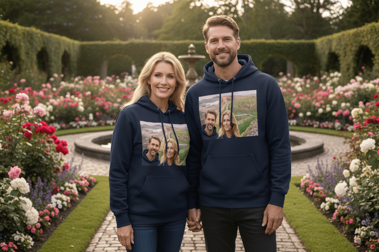 Font Daisy Photo Hoodie | 280g Personalized Initials | BuyEcEc - Hoodies - BuyEcEc