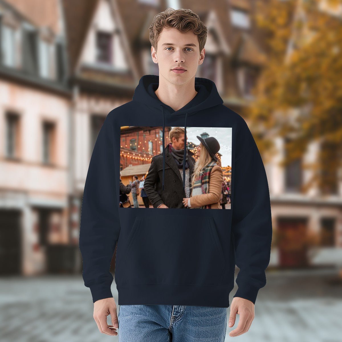 Font Daisy Photo Hoodie | 280g Personalized Initials | BuyEcEc - Hoodies - BuyEcEc