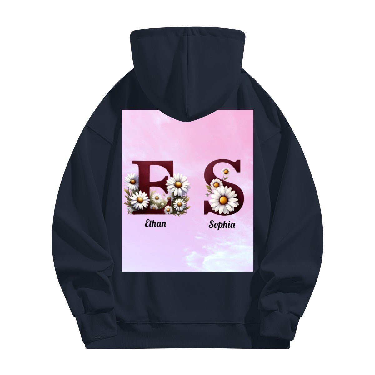 Font Daisy Photo Hoodie | 280g Personalized Initials | BuyEcEc - Hoodies - BuyEcEc