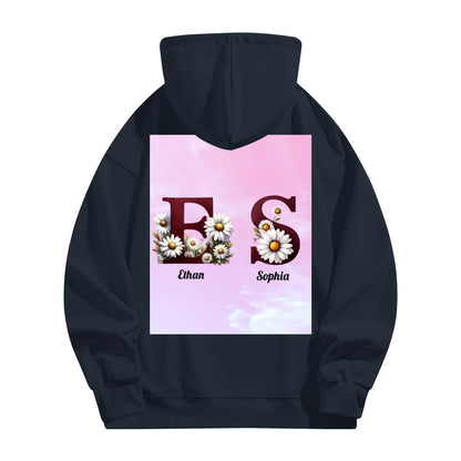 Font Daisy Photo Hoodie | 280g Personalized Initials | BuyEcEc - Hoodies - BuyEcEc