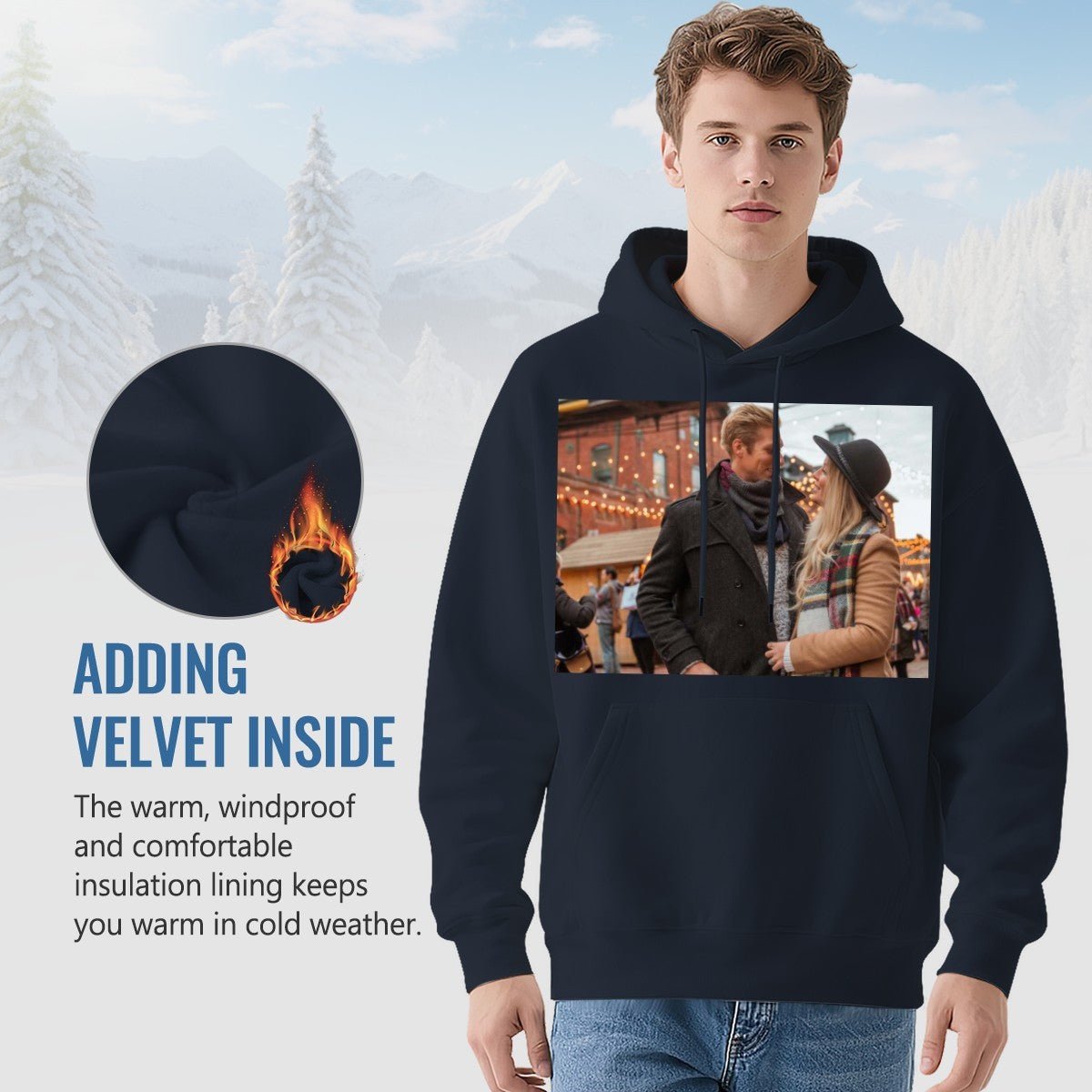Font Daisy Photo Hoodie | 280g Personalized Initials | BuyEcEc - Hoodies - BuyEcEc