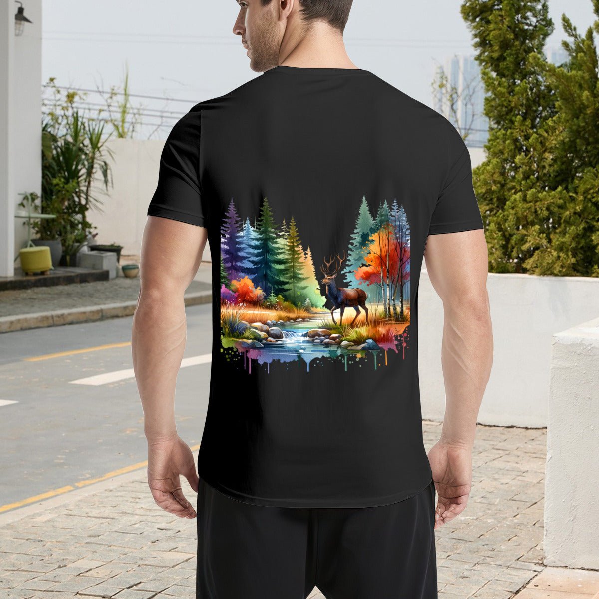 Forest Deer T-Shirt ∣ Custom Design ∣ Men's 180g - BuyEcEc
