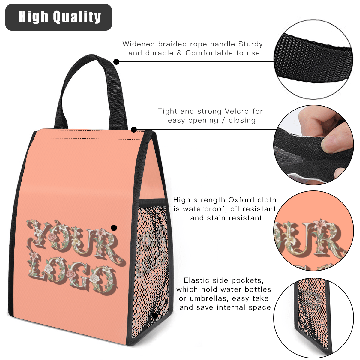 Insulated Lunch Bag with Side Mesh Pocket – Custom Logo - Storage - BuyEcEc