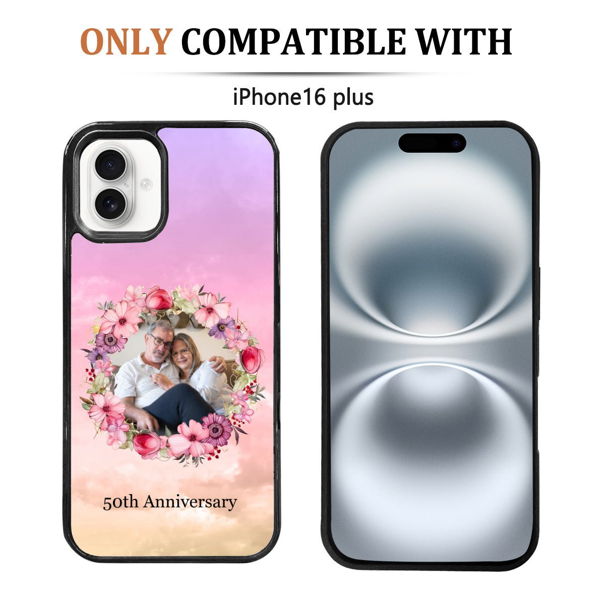 iPhone 16 Plus Mirror Case: Circle Photos & Custom Text - iphoneCases - BuyEcEc
