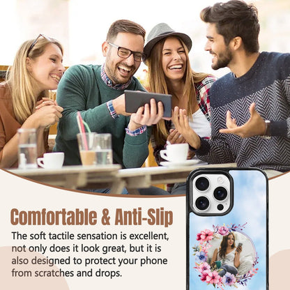 iPhone 16 Pro Max Mirror Case: Circle Photo & Personalized Text - BuyEcEc