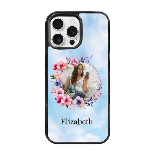 iPhone 16 Pro Max Mirror Case: Circle Photo & Personalized Text - BuyEcEc