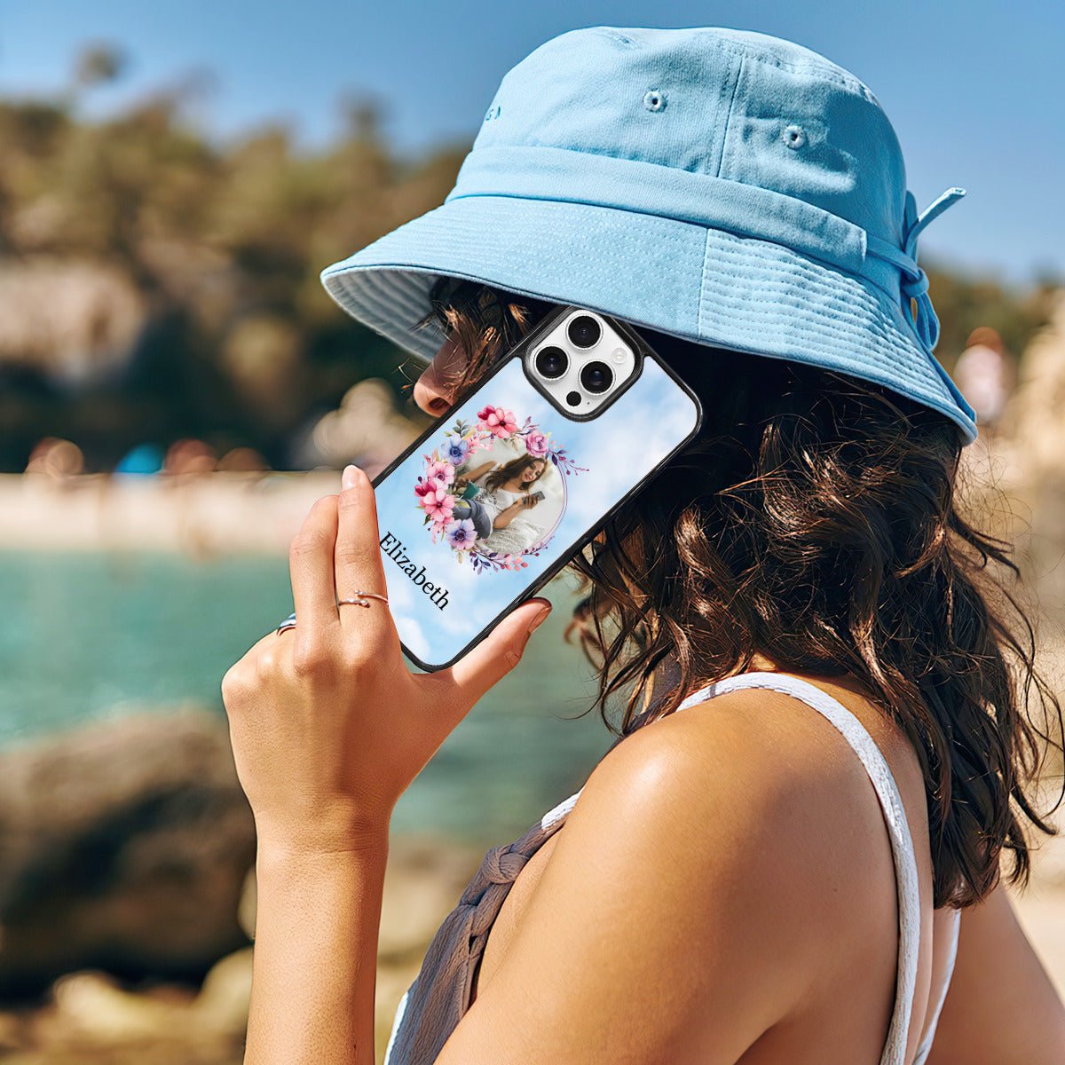 iPhone 16 Pro Max Mirror Case: Circle Photo & Personalized Text - BuyEcEc