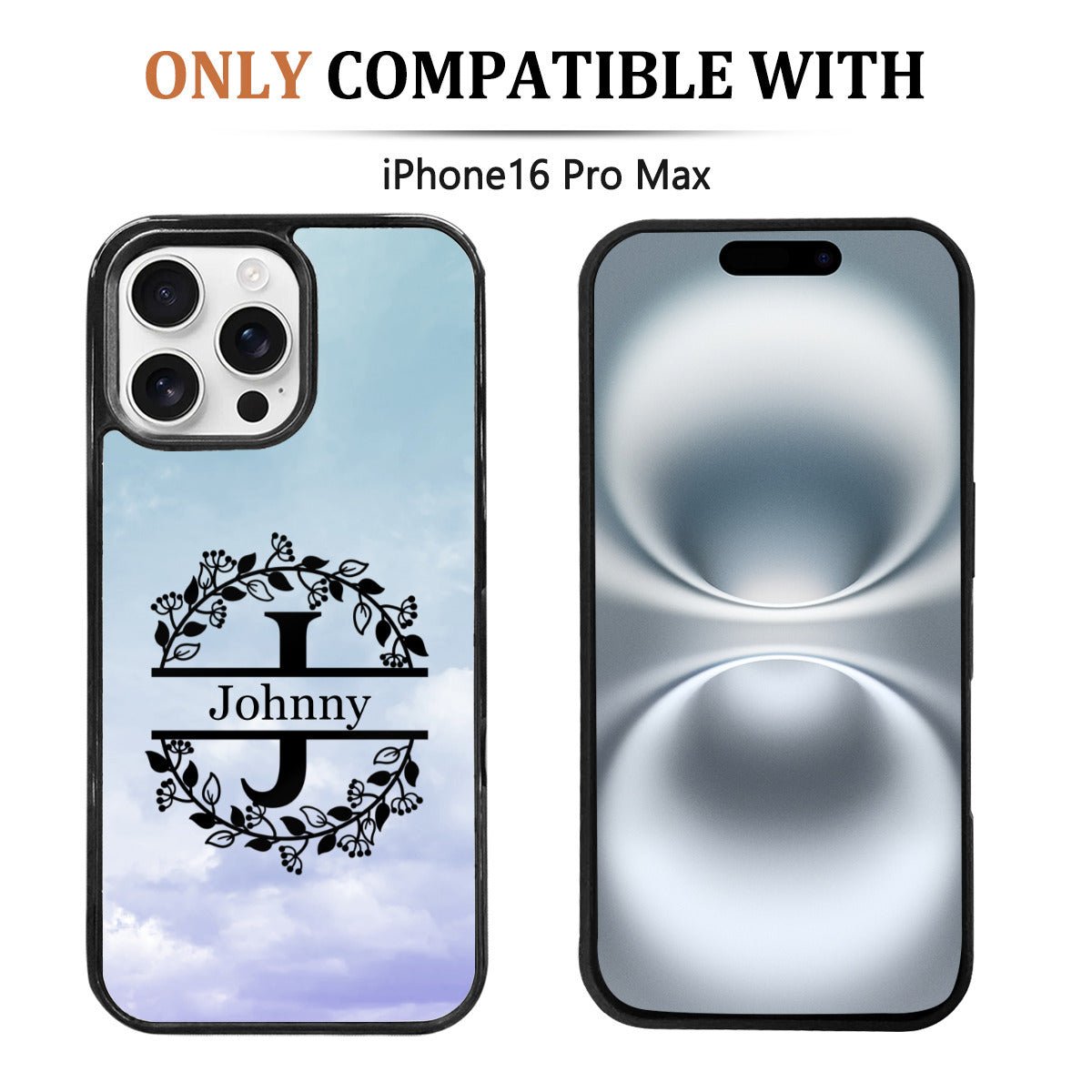 iPhone 16 Pro Max Mirror Phone Case: Custom Monogram & Name - iphoneCases - BuyEcEc