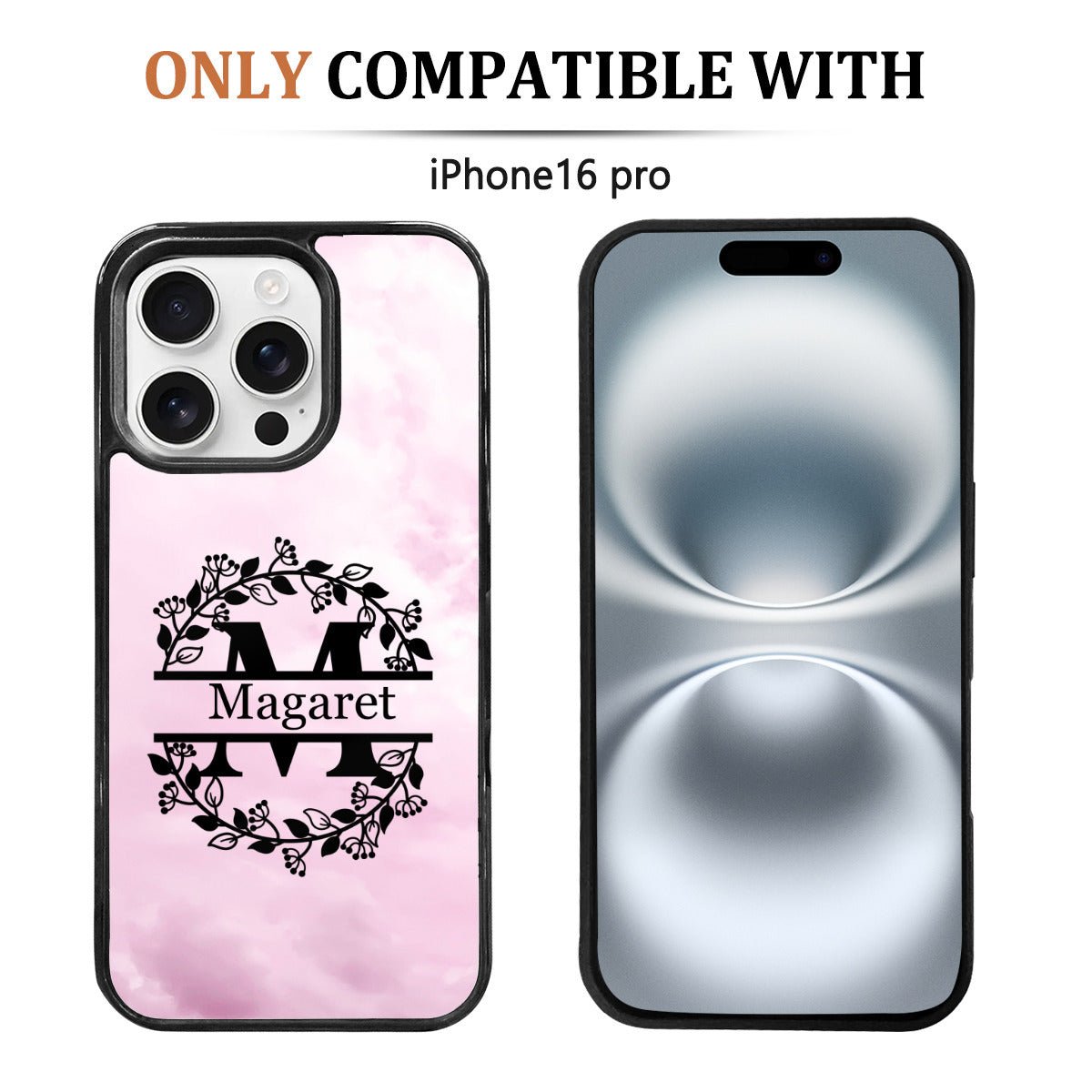 iPhone 16 Pro Mirror Phone Case: Custom Monogram Your Name - iphoneCases - BuyEcEc