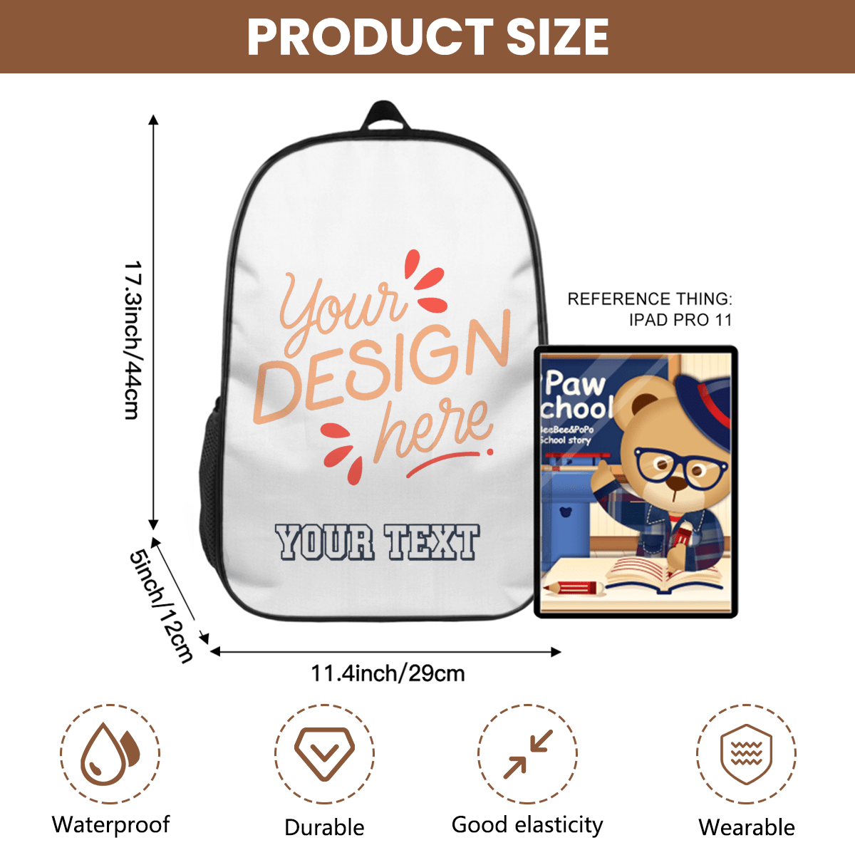 Lightweight Casual Backpack with Fishbone Design – Custom Text - Storage - BuyEcEc