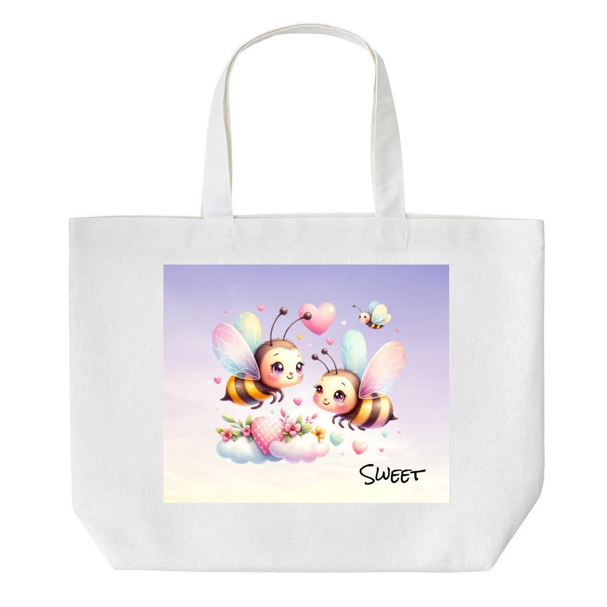 Personalized Bee Couple Tote Bag | Custom Canvas Bag with TextTote Bag Name Personalized - ToteBags - BuyEcEc